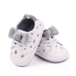 White & Gray Baby Crib Shoe Toddler Loafers Cute Bows Sneakers Booties BTS9096B