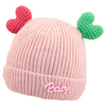 T. Pink Winter Baby Children Double Love Cuffed Knitted Woolen Warm Cap CP5070F