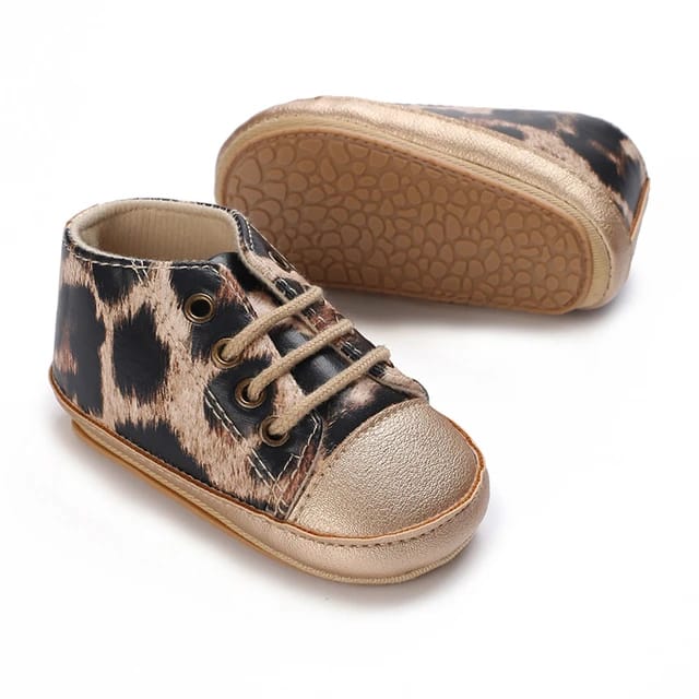 Golden Leopard Print Rubber Sole Shoes SH7063