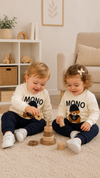 2 Pcs Blue Bear Embroidery Baby sweatshirt & Trouser Set - Soft Fleece Stuff, Machine Washable - Perfect for Winter, Perfect for Outdoor TS6419Q