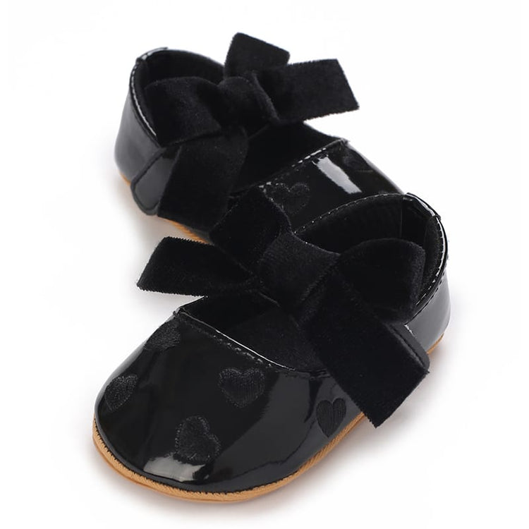 Black Baby Girls Cute Moccasins Heart Shoes SH7104B