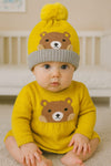Yellow Baby Bear Face Warm Winter Wool Cap (0 Months - 24 Months) CP5098D