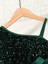 Girls' Casual Sleeveless Mesh One-Shoulder Dress for Parties and Outings, Solid Color FD6108E