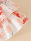 Short-sleeved Ha'er + Flower Print Cake Skirt + Headwear Bow Three-piece Set BS6101I