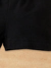 Girls' Summer Outfit - White Long Sleeve Ruffle-Sleeve Shirt with Bow Tie & Black Shorts, Casual Polyester Knit Fabric with Elastane, Solid Color 2pcs Set FD6124E