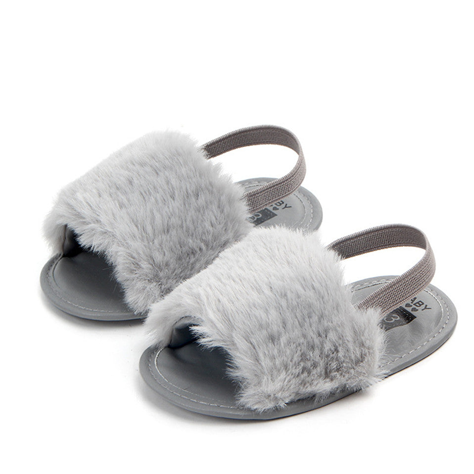 Gray Fur Slipper SLP8003D