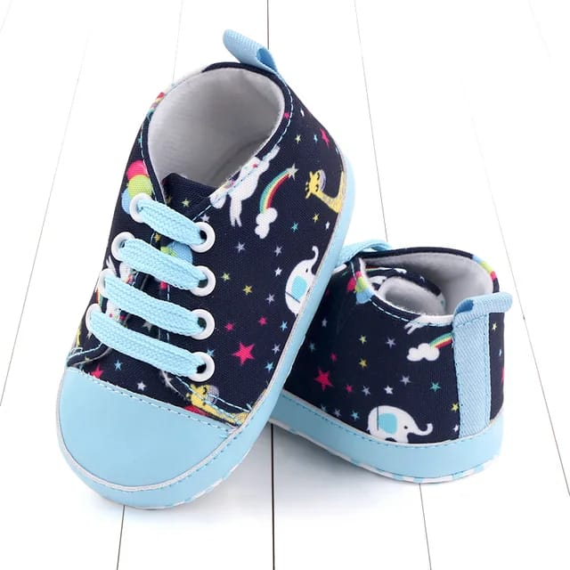 Blue Cartoon Print with Laces Booties BTS9021B