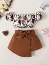 One-Shoulder Leopard Print Girls' Skirt Set FD6091C