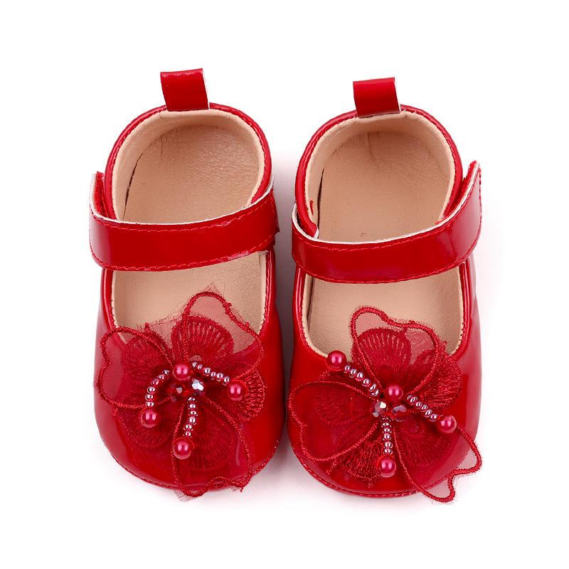 Red New Girls Shoes Spring Autumn Princess PU Leather Shoes Cute Bowknot Toddler Shoes SH7108A