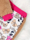 2pcs Baby's CUTE BEAR Embroidery Fuzzy Sweatshirt + Cartoon Panda Pattern Casual Pants, Toddler & Infant Girl's Clothing Set, Outdoor Cloth FD6406A