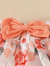 Short-sleeved Ha'er + Flower Print Cake Skirt + Headwear Bow Three-piece Set BS6101I
