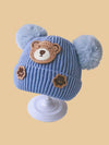Blue Color Baby Bear Face Warm Winter Wool Cap (0 Months - 24 Months) CP5105D