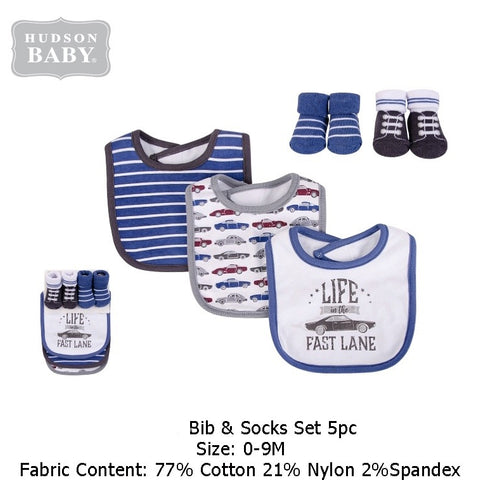 HB 5 Pieces Bibs and Socks Set, Life in the Fast Lane BB2006I