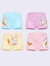 4-Pack Girls' Cotton Cartoon Print Underwear, Soft Breathable Medium Stretch Knit Fabric Boxer Briefs, Regular Fit for Kids US6113E