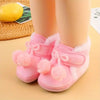 Cute Plush Ball Comfortable Boots For Baby Girls, Soft Warm Fleece Boots For Indoor Walking, Winter SH7164D