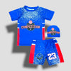 Navy Blue Shirt & Short Swimsuit 2 PCs Set with Cap SWM6154E