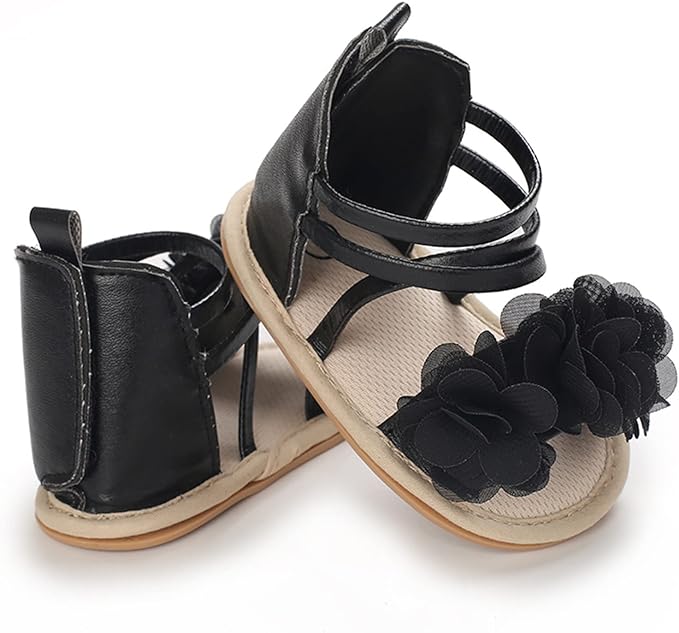 Black Cute Flower Princess Sandals SDL7514C