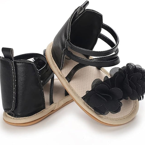 Black Cute Flower Princess Sandals SDL7514C