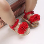 Red Flower Princess Soft Sole Brown Sandals SDL7530