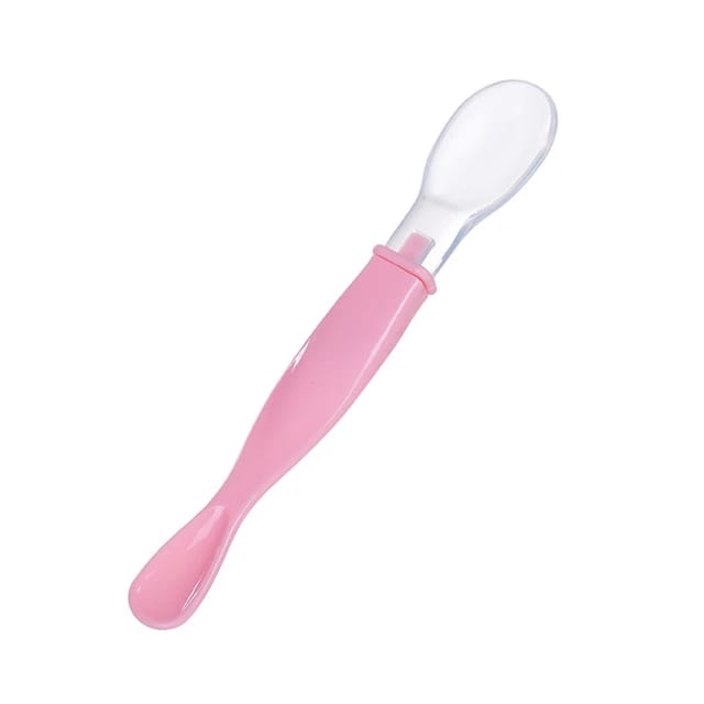 Pink Soft Silicone Spoon for 0-2 Years Old Baby Food Safe Feeding Spoons 2 Pc Set FS107B