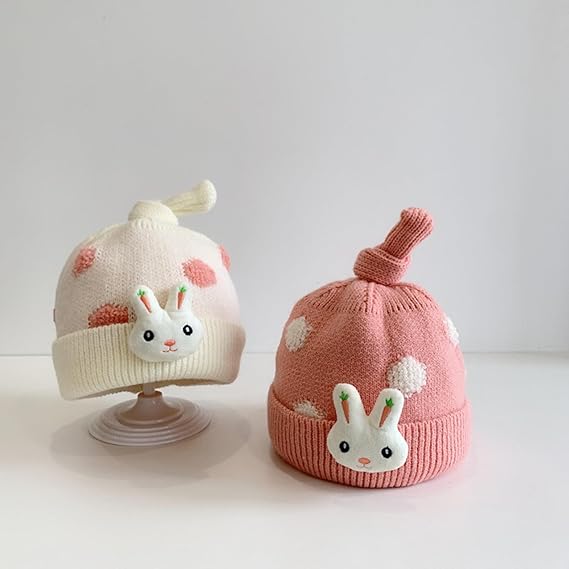 Pink Cute Rabbit Toddlers Hat Winter Knitted Woolen Warm Cap CP5076D