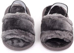 Gray Baby Girls Soft Sole Fur Slippers SLP8013E