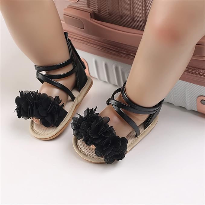 Black Cute Flower Princess Sandals SDL7514C