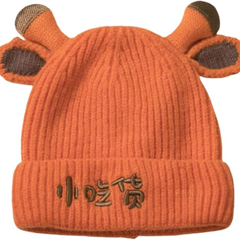 Orange Lovely Creative Knitting Cow Horns Woolen Warm Cap CP5071B