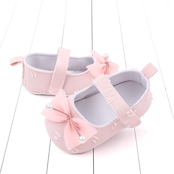 Pink Unique Bow Soft Sole Booties BTS9005A