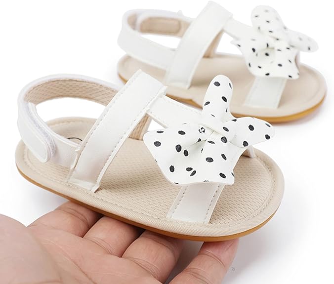 White Bowknot Summer Adjustable Sandals SDL7513B