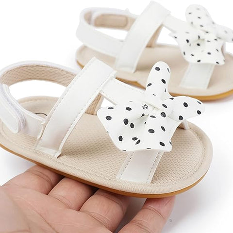 White Bowknot Summer Adjustable Sandals SDL7513B