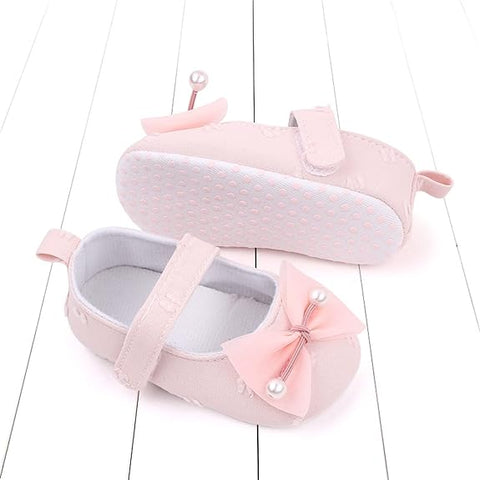 Pink Unique Bow Soft Sole Booties BTS9005A