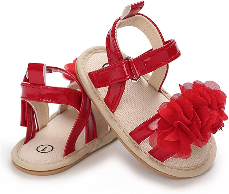 Red Flower Princess Soft Sole Brown Sandals SDL7530