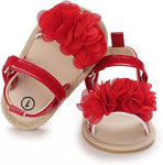 Red Flower Princess Soft Sole Brown Sandals SDL7530