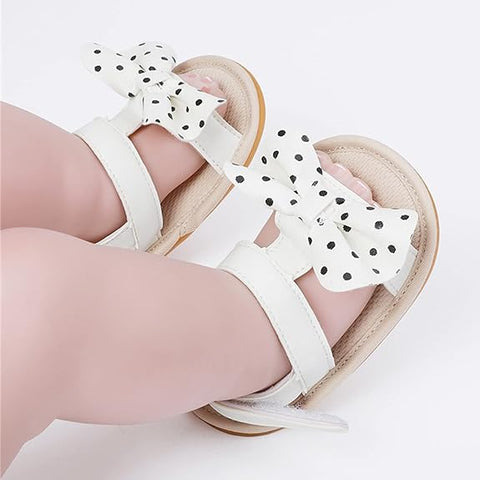 White Bowknot Summer Adjustable Sandals SDL7513B