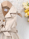 Baby Girls Fashion Casual Mesh Lapel Neck Sleeveless Mesh Dress FD6107H