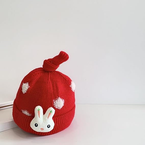 Red Cute Rabbit Toddlers Hat Winter Knitted Woolen Warm Cap CP5076A