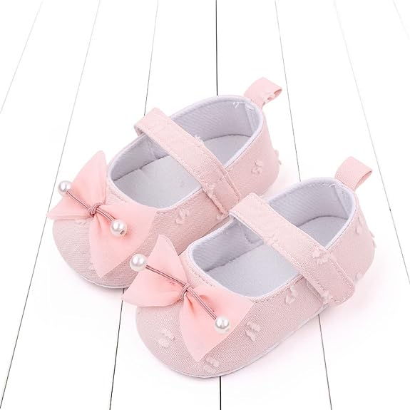 Pink Unique Bow Soft Sole Booties BTS9005A