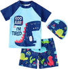 Sky Blue Shirt & Short Swimsuit 2 PCs Set with Cap SWM6154B