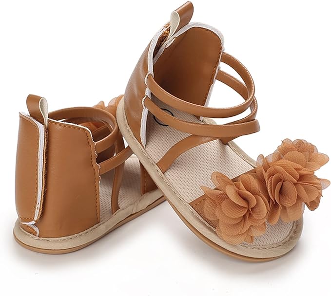 Brown Cute Flower Princess Sandals SDL7514A