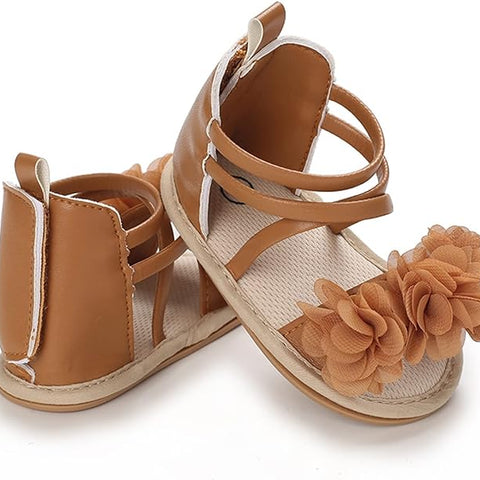 Brown Cute Flower Princess Sandals SDL7514A