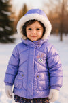 Girls Purple Warm Inner Furr Hoodied Puffer Jacket HJ6202C