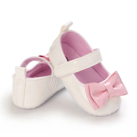 White Pink Bow Booties BTS9072B