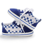 Blue & White Check Booties BTS9034B