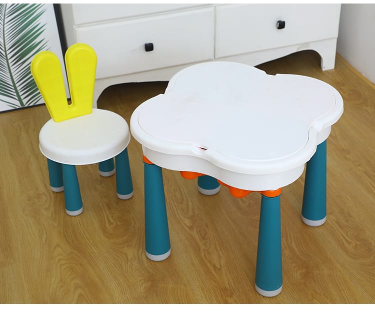 Game Reading Table for Preschool Baby Table and Chairs Set with Build Block BCP1038