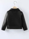 Short Faux Leather Jacket with a Lapel And Diagonal Zipper, Unlined HJ6209G