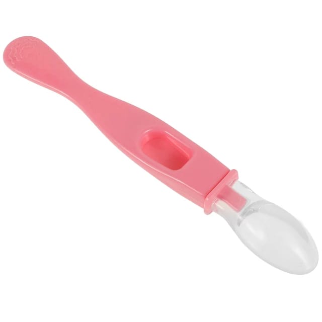 Pink Soft Silicone Spoon for 0-2 Years Old Baby Food Safe Feeding Spoons 2 Pc Set FS107B