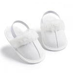 White Cotton Plush Simple Fashion Versatile Fur Slippers SLP8015B