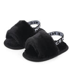 Balck Back Stripes Heart Fur Slippers SLP8002A