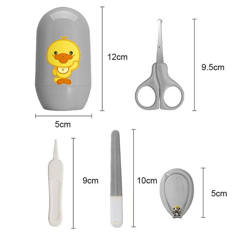 Grey 4Pcs/Set Baby Nail Care Cute Cartoon Manicure Kit BCP1006B